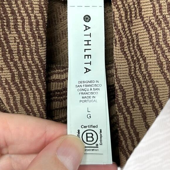 Athleta Brown Flurry Seamless Long Sleeve Pullover Turtleneck Top Womens Large - Picture 3 of 5